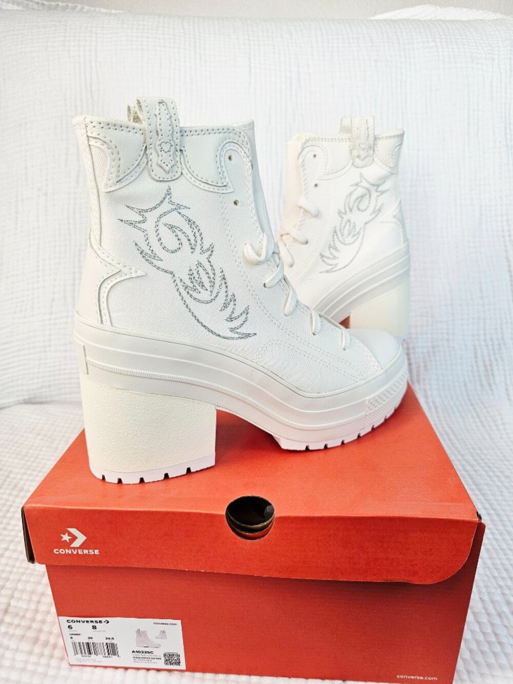 😍NWT😍 Converse Chuck 70 De Luxe Western Heel - Vintage White - Women 8/Men 6 - Picture 4 of 10
